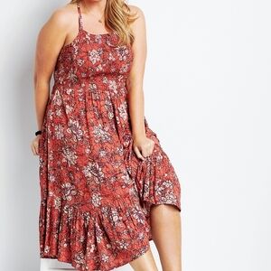 Maurices Red Floral Midi Dress